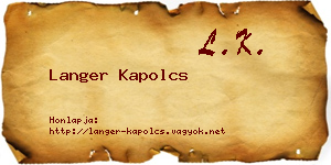 Langer Kapolcs névjegykártya